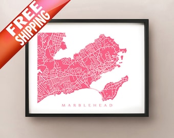 Marblehead Map Print - Massachusetts Art Poster