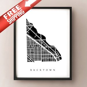 Bucktown Carte - Chicago Neighbourhood Art Print