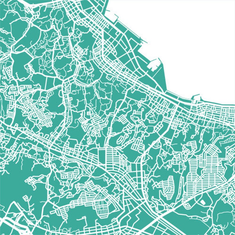 Yokosuka Map Print Japan Art Poster 横須賀市 - Etsy