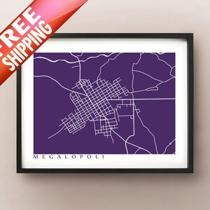 Megalopoli, Griechenland Karte Print - Kunstposter