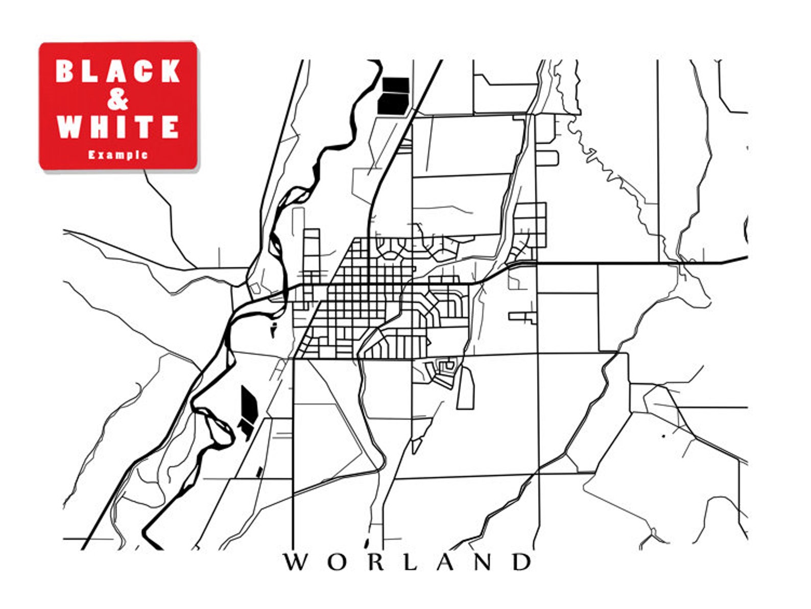 Worland WY Map Print Wyoming Poster Etsy