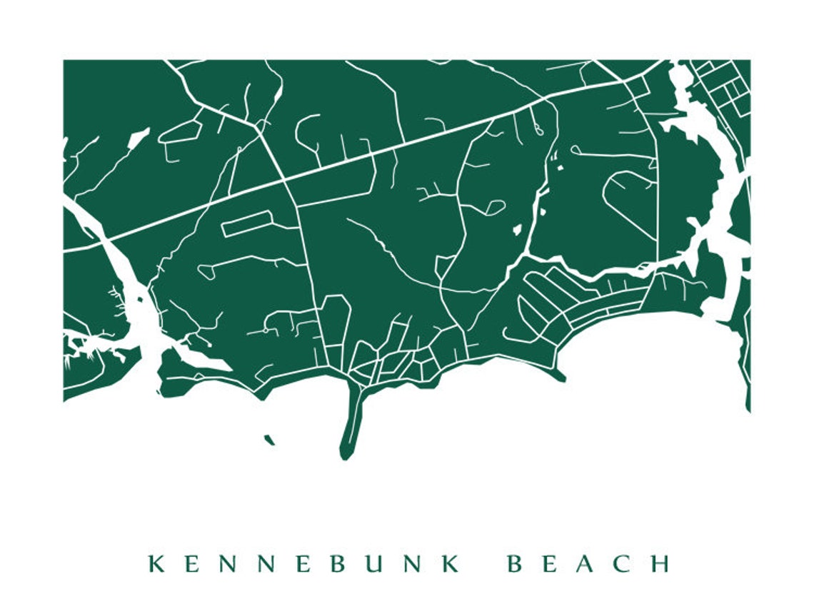 Kennebunk Beach Maine Map Print | Etsy