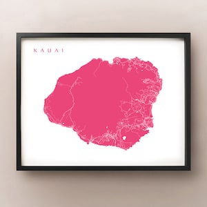 Kauai Map Print, Kauaʻi Hawaii Poster, Kauaʻi, Polynesian, Hawaiian, Kapaʻa, Kalalau, Wainiha, Hanalei, Home Decor, City Wall Art, Gift Idea