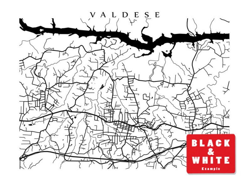 Valdese NC map print North Carolina Poster Etsy