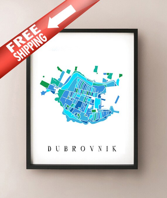 Dubrovnik Croatia Art Map Print: Colorful Cityscape