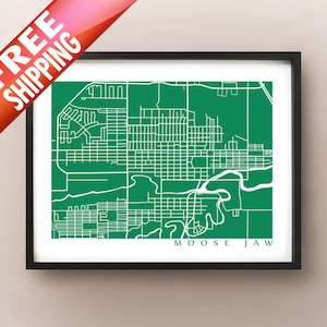 Imprimé de carte de moose Jaw - Affiche saskatchewan