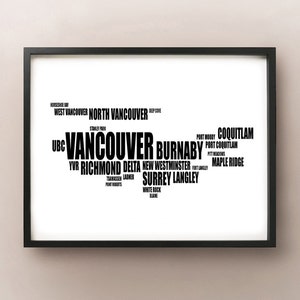 Carte typographie de Vancouver