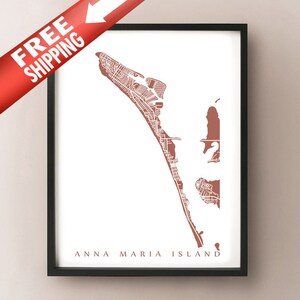 Anna Maria Island Kaart Print - Florida Poster