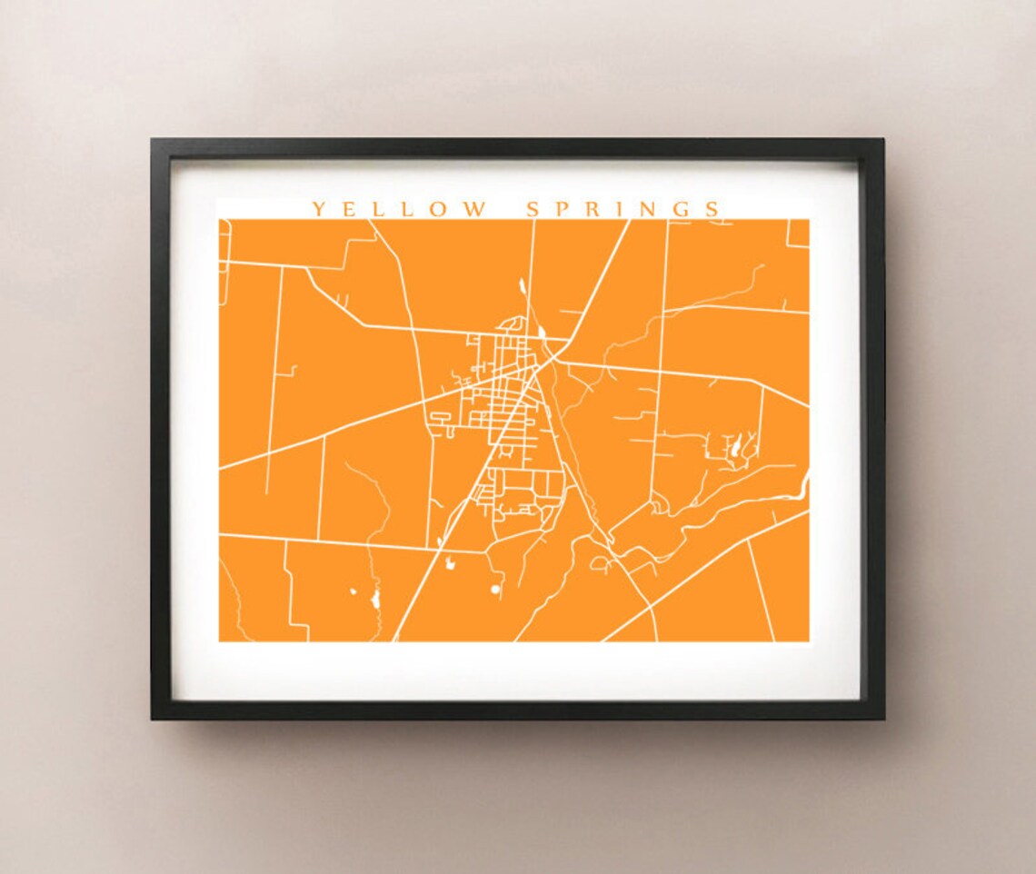 Yellow Springs Map Ohio Poster Print Etsy