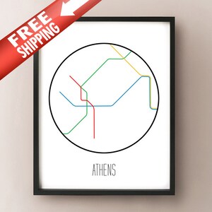 Athen, Griechenland - Minimalistischer U-Bahn U-Bahn Kunstdruck - ΜYP