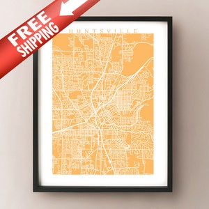 Huntsville Carte Print - Alabama Poster
