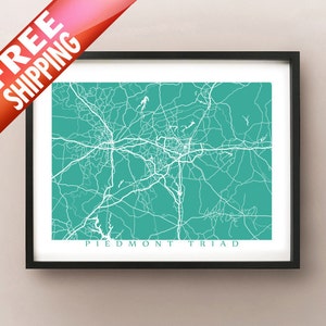 Piedmont Triad area art print - Greensboro, Winston-Salem, High Point, NC Poster