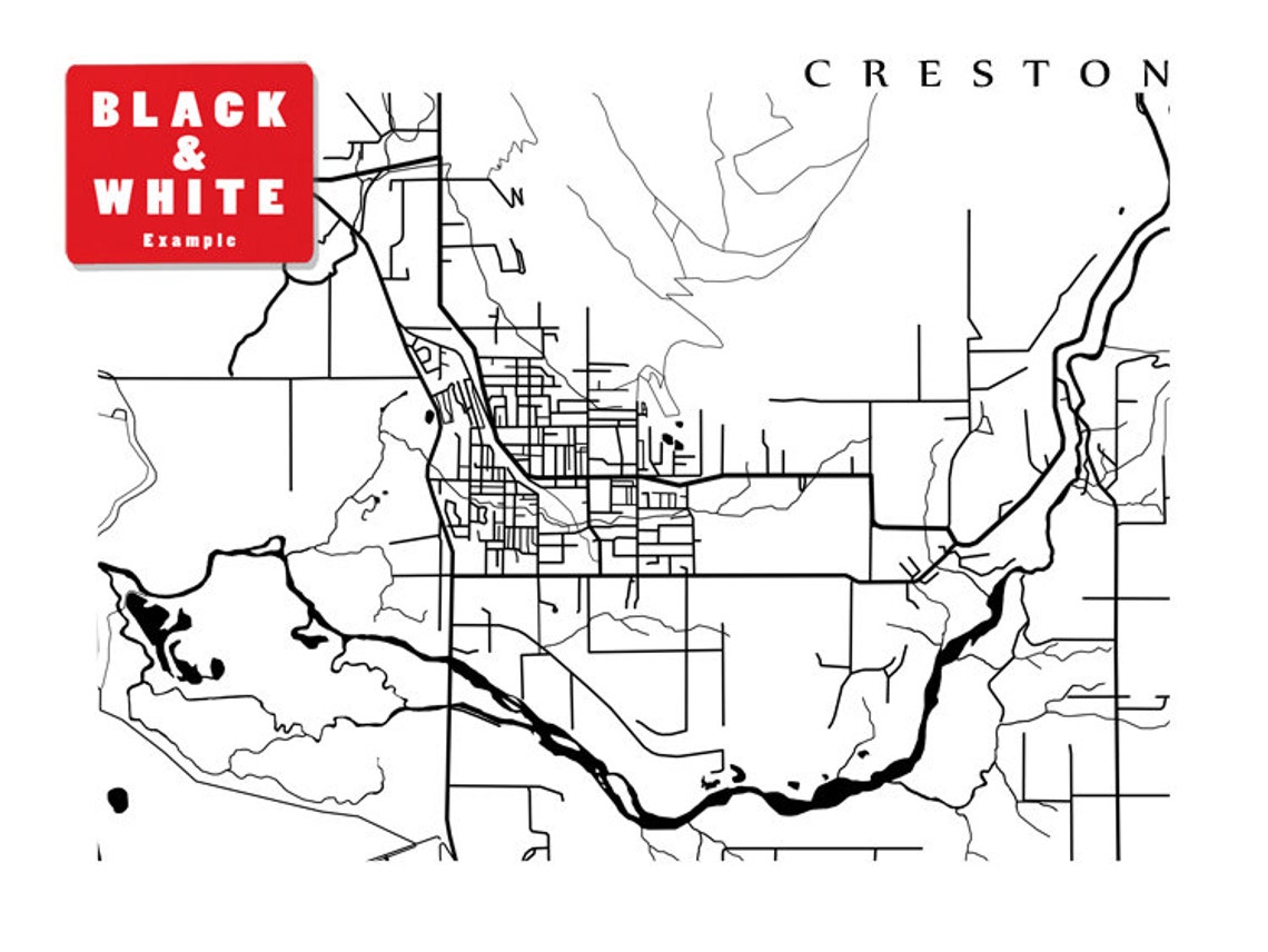 Creston Map Poster Print BC Canada Etsy