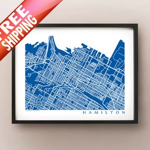 Impressão artística do mapa da cidade de Hamilton no centro da cidade