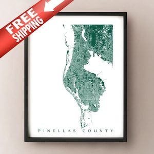 Pinellas County, FL Kaart Afdrukken - Florida Poster