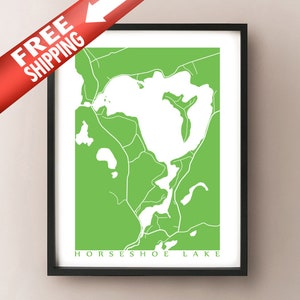 Horseshoe Lake Carte Imprimer - Minden Hills, Haliburton , Ontario Art