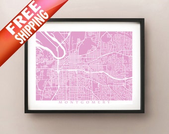Montgomery Map Print - Alabama Poster