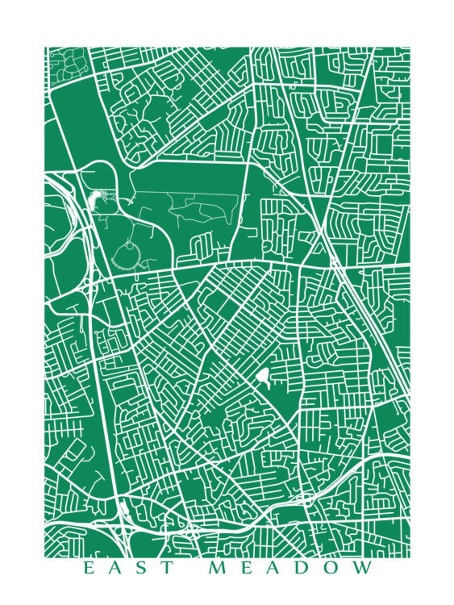 East Meadow NY Nassau County Long Island New York Map Etsy