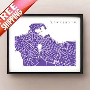 Reykjavik Map Print - Iceland Poster
