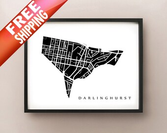 Darlinghurst Map - Sydney Neighbourhood Art Print