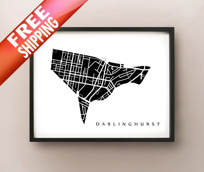 Darlinghurst Map Sydney Neighbourhood Art Print image 1