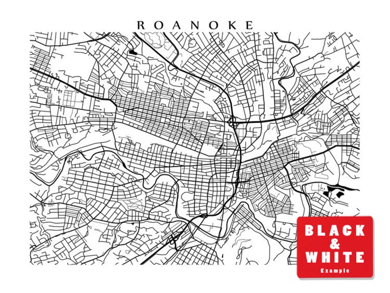 Roanoke Map Print Virginia Art Poster - Etsy