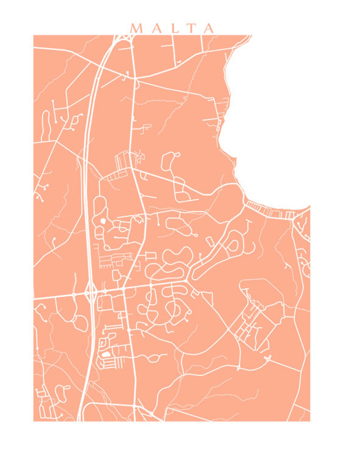 Malta NY Map Print Upstate New York Etsy