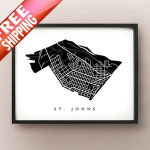St. Johns Stadtplan Druck - Portland, Oregon