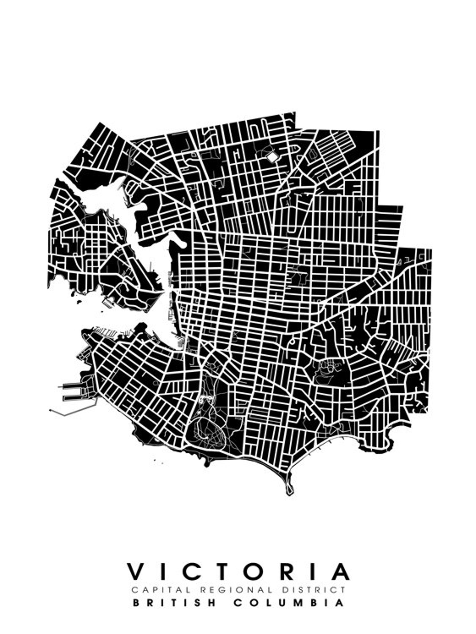 Victoria BC City Limits Map Print Etsy