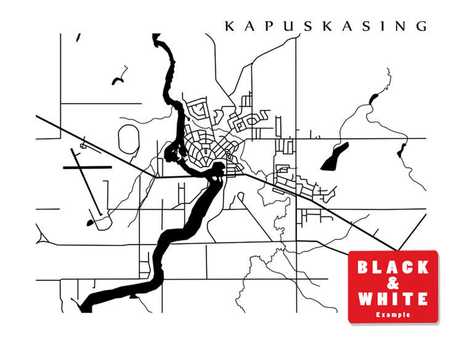 Kapuskasing Cochrane District Ontario Map Print Etsy