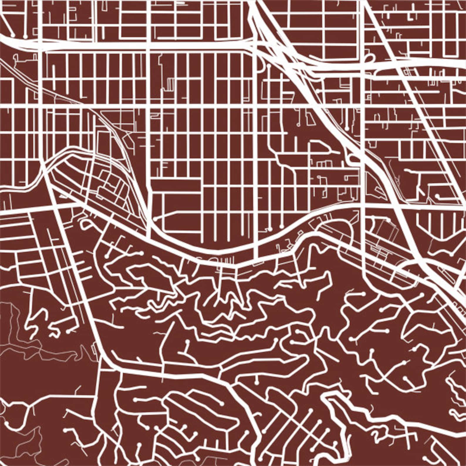 Studio City Los Angeles Map Print California Poster Etsy