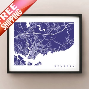 Beverly, Massachusetts Map Print - FREE SHIPPING