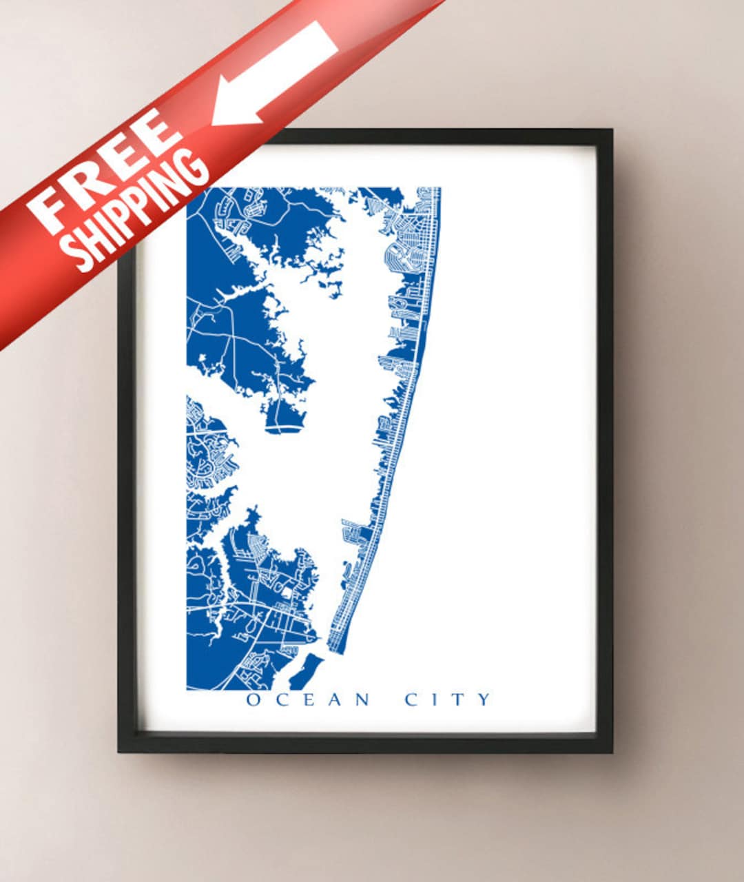 Ocean City, MD Map - Maryland, USA Art Poster Print - Etsy