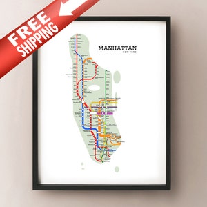 Manhattan Metro U-Bahn Karte Kunstdruck