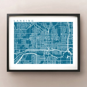 Póster Impressão do mapa de Lansing - Michigan