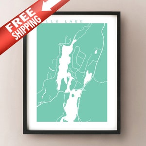 Falls Lake, Mockingee Lake - Nouvelle-Écosse Carte