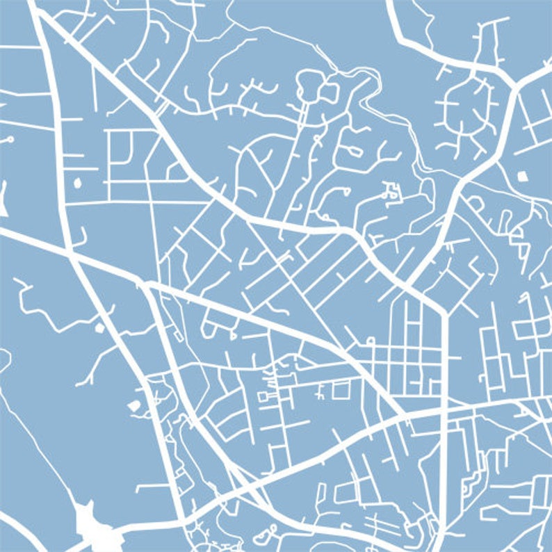 Carrboro Map Art Print Chapel Hill Area North Carolina Etsy