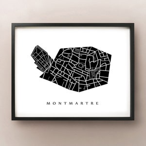 Montmartre Map - Paris District Art Print