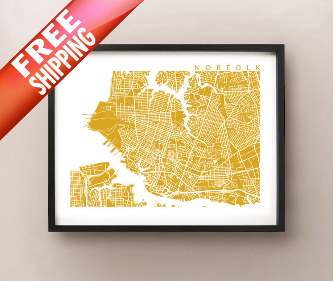 Norfolk Map - Virginia Poster - Etsy