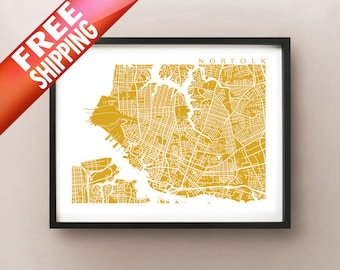 Norfolk Karte - Virginia Poster