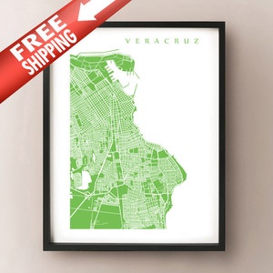 Veracruz Map Art Print -  Mexico Poster