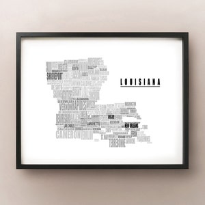 Carte typographique de la Louisiane - State Text Art Print