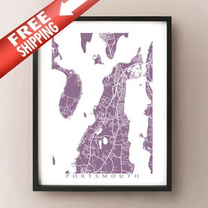 Portsmouth, RI Karte - Aquidneck Island, Prudence Island, Rhode Island, USA Kunst Poster Druck