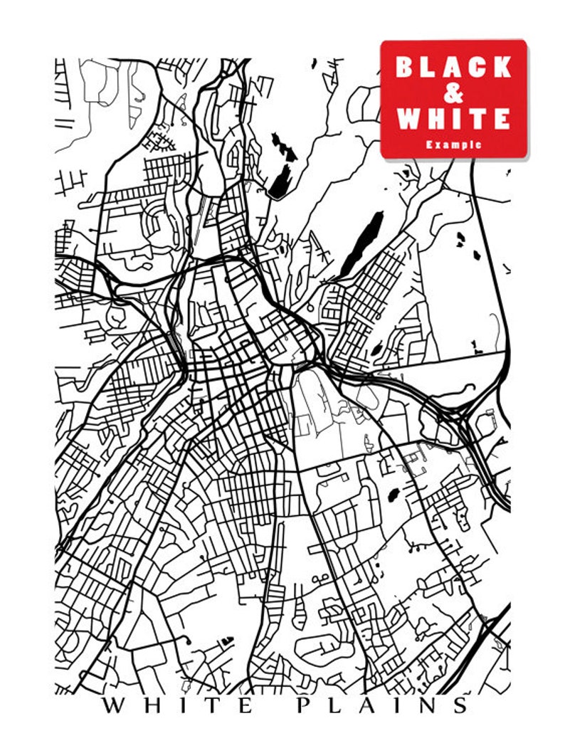 White Plains NY Map Print Westchester New York - Etsy