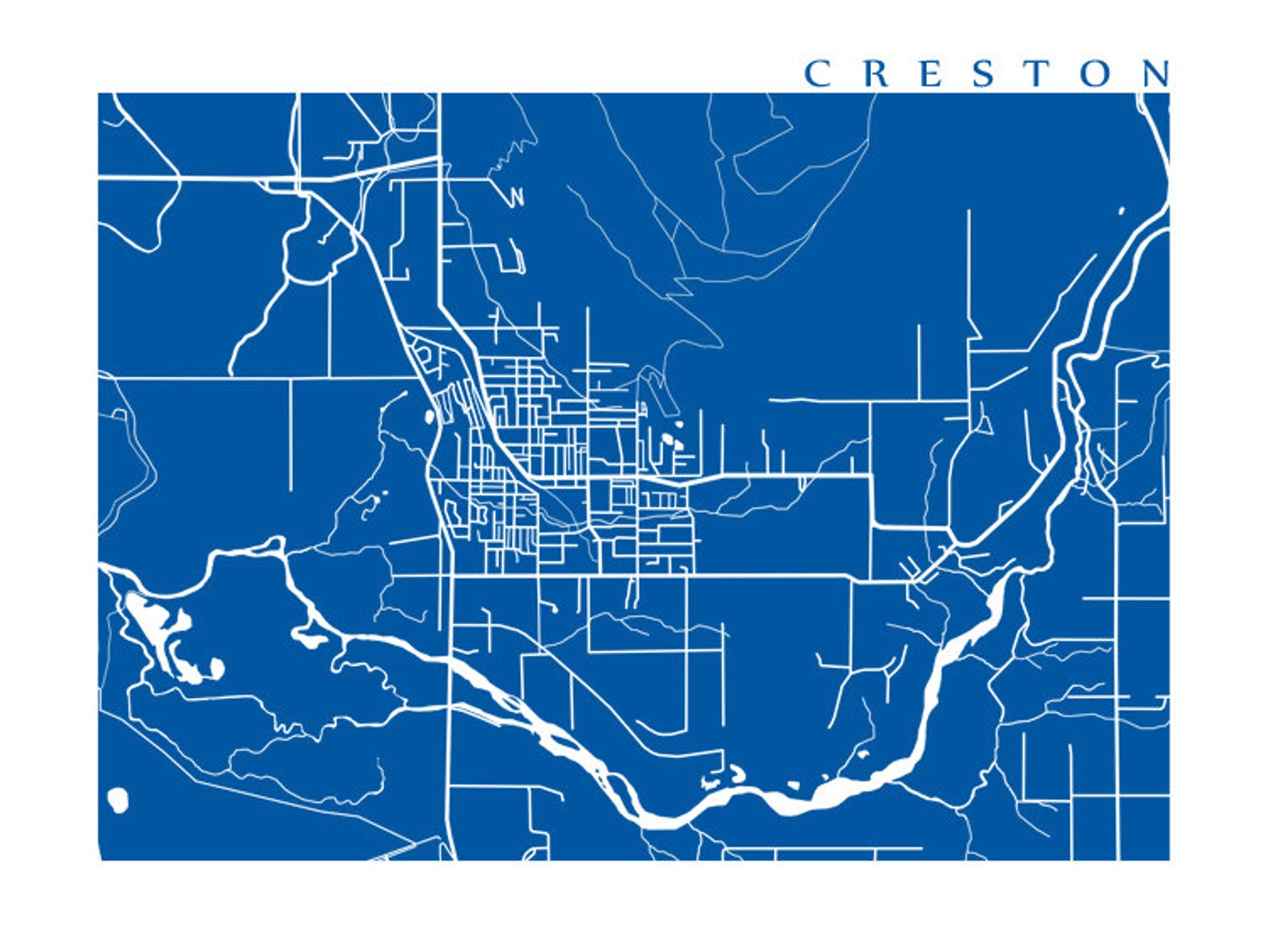Creston Map Poster Print BC Canada Etsy