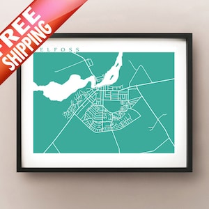 Selfoss Map Print - Iceland Poster