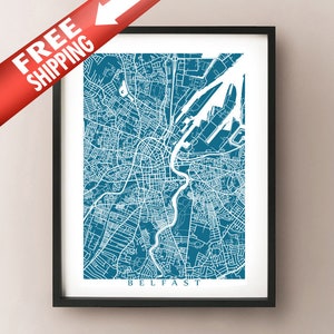 Belfast, Northern Ireland - UK Map Art Print