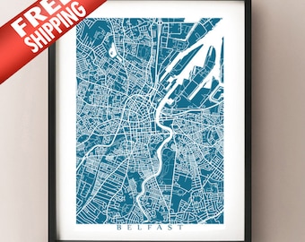 Belfast, Irlanda del Nord - Uk Map Art Print