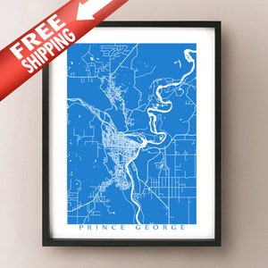 Impression de l’affiche de la carte de Prince George - BC, Canada