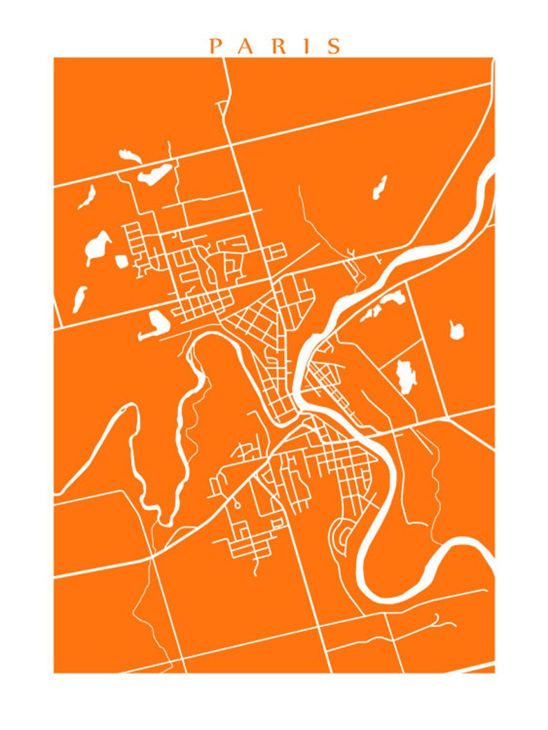 Paris Ontario Map Print Brant Map Art - Etsy